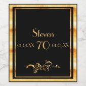 Étiquette Pour Bouteilles De Vin Soirée de 70e anniversaire élégant noir et or (Étiquettes simples)