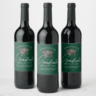 Étiquette Pour Bouteilles De Vin Soirée de graduation sur mesure de Dark Green Grad