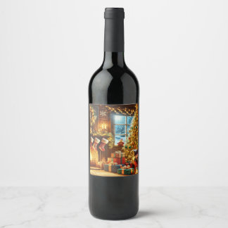 Étiquette Pour Bouteilles De Vin Soirée de Noël cosy