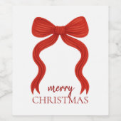 Étiquette Pour Bouteilles De Vin Soirée de Noël Elegant Bow Rouge - (Étiquettes simples)
