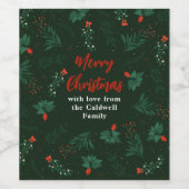 Étiquette Pour Bouteilles De Vin Soirée de Noël Vert Mistletoe Custom (Étiquettes simples)
