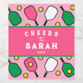 Étiquette Pour Bouteilles De Vin Soirée de Pickleball (Étiquettes simples)