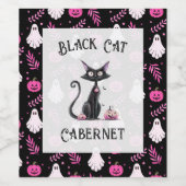 Étiquette Pour Bouteilles De Vin Soirée d'Halloween rose (Étiquettes simples)