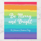 Étiquette Pour Bouteilles De Vin Sois Joyeux et lumineux Rainbow Custom Christmas P (Étiquettes simples)