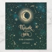 Étiquette Pour Bouteilles De Vin Soleil Or Céleste Et Étoiles Lune Vert (Étiquettes simples)