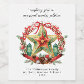Étiquette Pour Bouteilles De Vin Solstice d'hiver Wreath Star Noël Yule (Étiquettes simples)