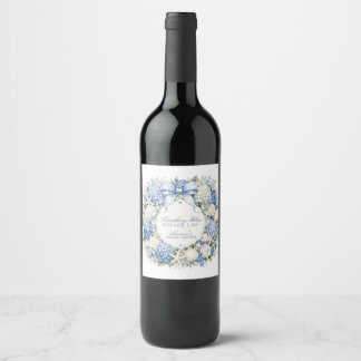Étiquette Pour Bouteilles De Vin Something Blue Before I Do Hydrangea Enterrement d