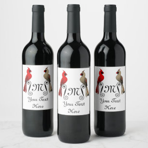 Étiquette Pour Bouteilles De Vin SongBird du Cardinal du Nord