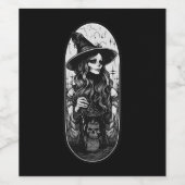 Étiquette Pour Bouteilles De Vin Sorcière avec lanterne Halloween (Étiquettes simples)