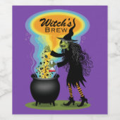 Étiquette Pour Bouteilles De Vin Sorcière Brûler Potion En Cauldron (Étiquettes simples)