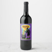Étiquette Pour Bouteilles De Vin Sorcière Brûler Potion En Cauldron (Devant)