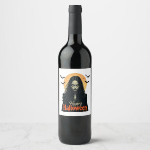 Étiquette Pour Bouteilles De Vin Sorcière gothique d'Halloween