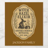 Étiquette Pour Bouteilles De Vin Sorcière Hazel Elixir Soothes Burns & Betrayal Ton (Étiquettes simples)