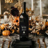 Étiquette Pour Bouteilles De Vin Sorcière qui se marie Halloween noir