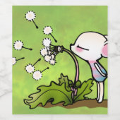 Étiquette Pour Bouteilles De Vin Souris soufflant sur Dandelion (Étiquettes simples)