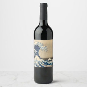 Étiquette Pour Bouteilles De Vin Sous la vague au large de Kanagawa par Katsushika 