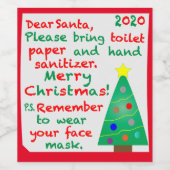 Étiquette Pour Bouteilles De Vin Souvenir de Noël 2020 (Étiquettes simples)