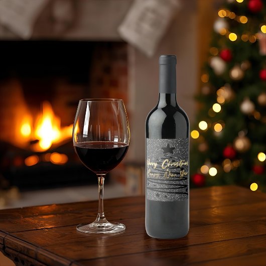 Étiquette Pour Bouteilles De Vin Sparkly Black Wine Label Set