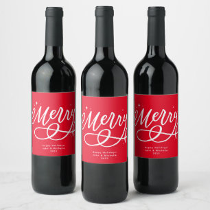 Étiquette Pour Bouteilles De Vin Sparkly Bubbly Script Merry Holiday
