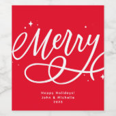 Étiquette Pour Bouteilles De Vin Sparkly Bubbly Script Merry Holiday (Étiquettes simples)