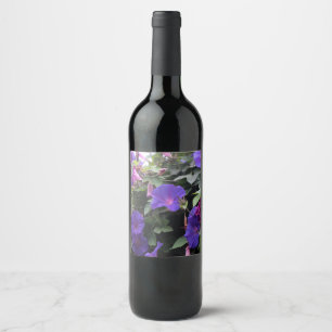 Étiquette Pour Bouteilles De Vin Spring Morning Glories en bleu
