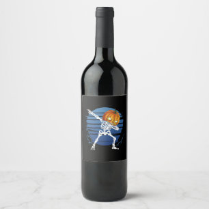 Étiquette Pour Bouteilles De Vin squelette halloween citrouille rétro vintage couch