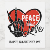 Étiquette Pour Bouteilles De Vin Squelette moderne paix main et amour (Étiquettes simples)