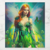 Étiquette Pour Bouteilles De Vin St Patrick's Day Green Irish Fairy 3 feuilles Clov (Étiquettes simples)