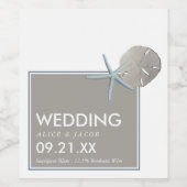 Étiquette Pour Bouteilles De Vin Starfish and Sand Dollar - Mariage plage (Étiquettes simples)