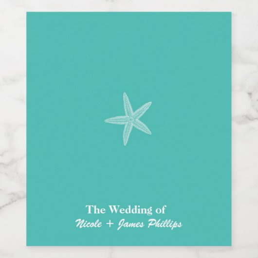 Étiquette Pour Bouteilles De Vin Starfish Aqua Plage Turquoise Mariage Vins Étiquet (Étiquettes simples)