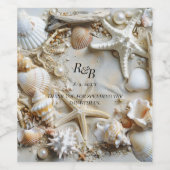 Étiquette Pour Bouteilles De Vin Starfish Pearls Seashells Driftwood Beach (Étiquettes simples)