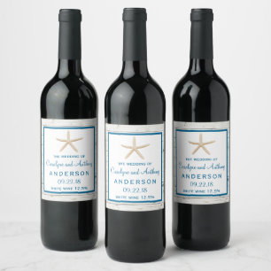 Étiquette Pour Bouteilles De Vin Starfish Whitewashed Wood Beach Wedding Collection