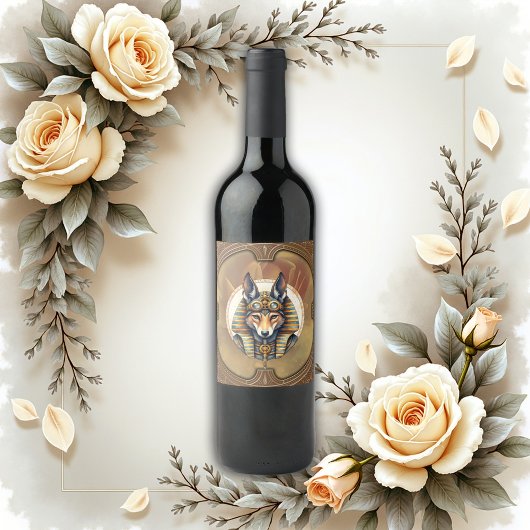 Étiquette Pour Bouteilles De Vin Steampunk Anubis Fox Portrait