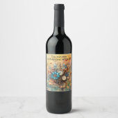 Étiquette Pour Bouteilles De Vin Steampunk Floral (Devant)