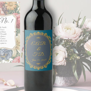 Étiquette Pour Bouteilles De Vin Style de régence monogrammed Regencycore ère
