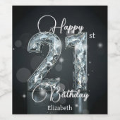 Étiquette Pour Bouteilles De Vin Stylish 21e anniversaire de Sparkling Diamond-Encr (Étiquettes simples)