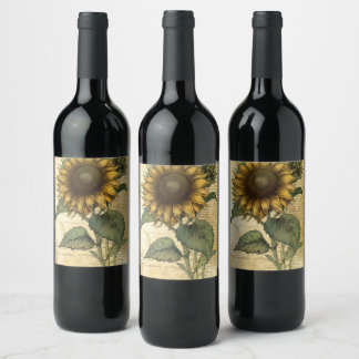 Étiquette Pour Bouteilles De Vin Sunflower