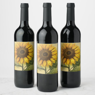 Étiquette Pour Bouteilles De Vin Sunflower