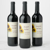 Étiquette Pour Bouteilles De Vin Sunflower Rustic Mariage personnel (Bouteilles)