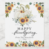 Étiquette Pour Bouteilles De Vin Sunflower White Citrouille Joyeux Amical (Étiquettes simples)