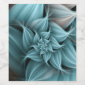 Étiquette Pour Bouteilles De Vin Superbe fleur turquoise fractale (Étiquettes simples)