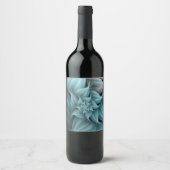 Étiquette Pour Bouteilles De Vin Superbe fleur turquoise fractale (Devant)