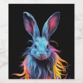 Étiquette Pour Bouteilles De Vin Superbe Lapin Bleu en feu (Étiquettes simples)