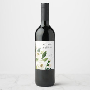 Étiquette Pour Bouteilles De Vin Superbe Mariage Floral Blanc
