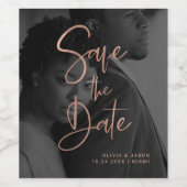 Étiquette Pour Bouteilles De Vin Superposition rose en or et noir | Photo Enregistr (Étiquettes simples)