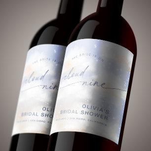Étiquette Pour Bouteilles De Vin Sur Cloud 9 Dusty Blue Fonte Mariage
