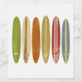 Étiquette Pour Bouteilles De Vin Surf de Longboard (Étiquettes simples)