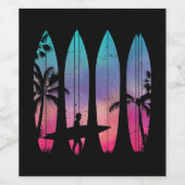 Étiquette Pour Bouteilles De Vin Surf de plage tropical Surf Surf Surf Océan (Étiquettes simples)