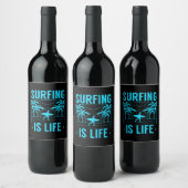 Étiquette Pour Bouteilles De Vin Surfer, c'est la vie (Bouteilles)