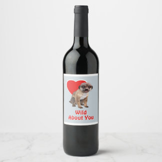 Étiquette Pour Bouteilles De Vin Suricate Mignon Fou de Toi Rouge Cœur Amour